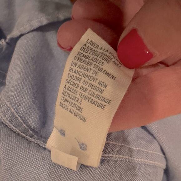 American Eagle AEO Button Down Long Sleeve Shirt Blue Preppy Cotton Mens Medium - Picture 7 of 14